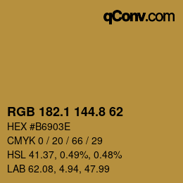 Farbcode: RGB 182.1 144.8 62 | qconv.com