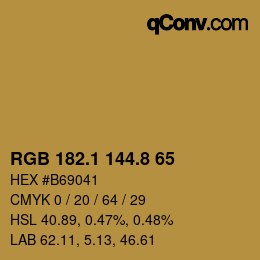 Color code: RGB 182.1 144.8 65 | qconv.com