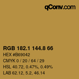 Color code: RGB 182.1 144.8 66 | qconv.com