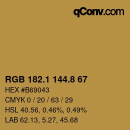 Color code: RGB 182.1 144.8 67 | qconv.com