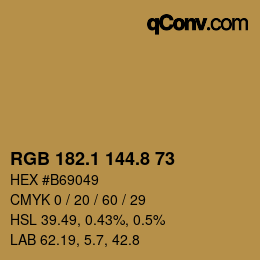 Color code: RGB 182.1 144.8 73 | qconv.com