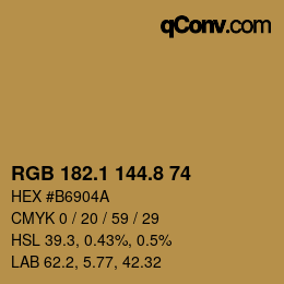 Color code: RGB 182.1 144.8 74 | qconv.com