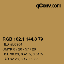 Color code: RGB 182.1 144.8 79 | qconv.com