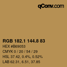 Color code: RGB 182.1 144.8 83 | qconv.com