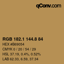 Color code: RGB 182.1 144.8 84 | qconv.com