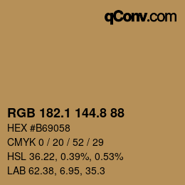 Color code: RGB 182.1 144.8 88 | qconv.com