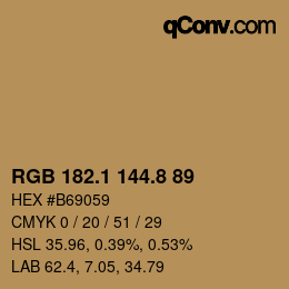 Color code: RGB 182.1 144.8 89 | qconv.com