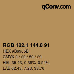 Color code: RGB 182.1 144.8 91 | qconv.com