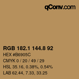 Color code: RGB 182.1 144.8 92 | qconv.com