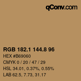 Color code: RGB 182.1 144.8 96 | qconv.com