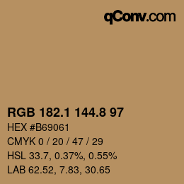 カラーコード: RGB 182.1 144.8 97 | qconv.com