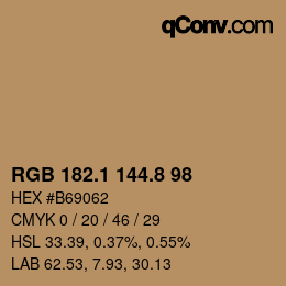 Color code: RGB 182.1 144.8 98 | qconv.com