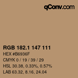Color code: RGB 182.1 147 111 | qconv.com