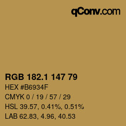 カラーコード: RGB 182.1 147 79 | qconv.com