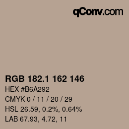 Color code: RGB 182.1 162 146 | qconv.com