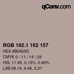 Color code: RGB 182.1 162 157 | qconv.com