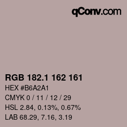 Color code: RGB 182.1 162 161 | qconv.com
