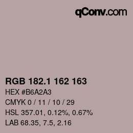 Color code: RGB 182.1 162 163 | qconv.com