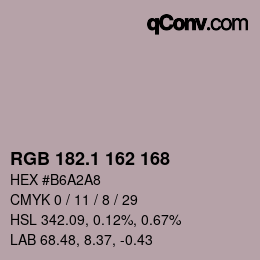 Color code: RGB 182.1 162 168 | qconv.com