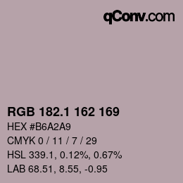 Color code: RGB 182.1 162 169 | qconv.com