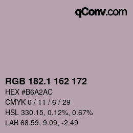 Color code: RGB 182.1 162 172 | qconv.com