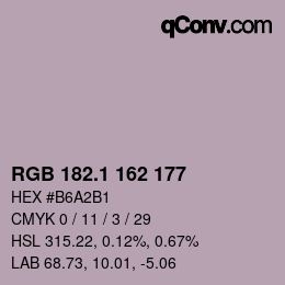 カラーコード: RGB 182.1 162 177 | qconv.com