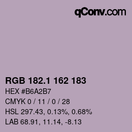 カラーコード: RGB 182.1 162 183 | qconv.com
