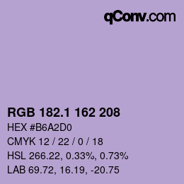 カラーコード: RGB 182.1 162 208 | qconv.com