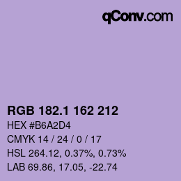 カラーコード: RGB 182.1 162 212 | qconv.com