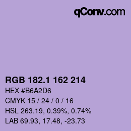カラーコード: RGB 182.1 162 214 | qconv.com