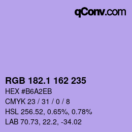 カラーコード: RGB 182.1 162 235 | qconv.com