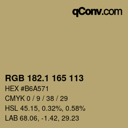 カラーコード: RGB 182.1 165 113 | qconv.com