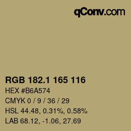 カラーコード: RGB 182.1 165 116 | qconv.com