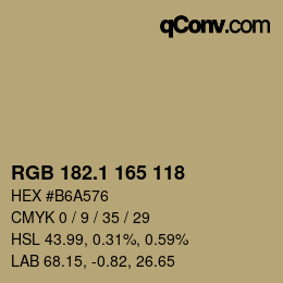 カラーコード: RGB 182.1 165 118 | qconv.com