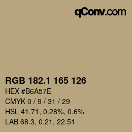 カラーコード: RGB 182.1 165 126 | qconv.com