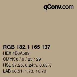 カラーコード: RGB 182.1 165 137 | qconv.com