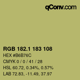 カラーコード: RGB 182.1 183 108 | qconv.com