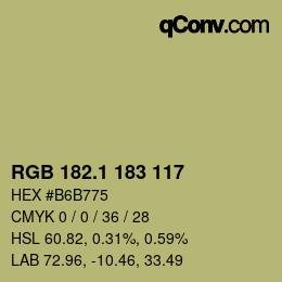 カラーコード: RGB 182.1 183 117 | qconv.com