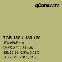 カラーコード: RGB 182.1 183 120 | qconv.com