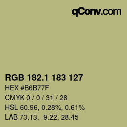 カラーコード: RGB 182.1 183 127 | qconv.com