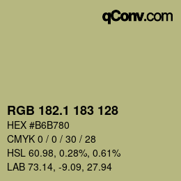 カラーコード: RGB 182.1 183 128 | qconv.com