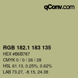 カラーコード: RGB 182.1 183 135 | qconv.com