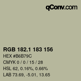 カラーコード: RGB 182.1 183 156 | qconv.com