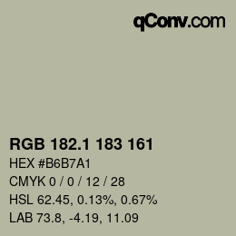 カラーコード: RGB 182.1 183 161 | qconv.com