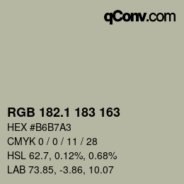 カラーコード: RGB 182.1 183 163 | qconv.com