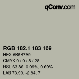 カラーコード: RGB 182.1 183 169 | qconv.com