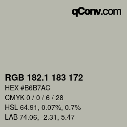 カラーコード: RGB 182.1 183 172 | qconv.com