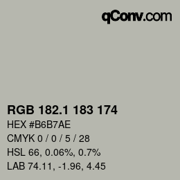 Color code: RGB 182.1 183 174 | qconv.com