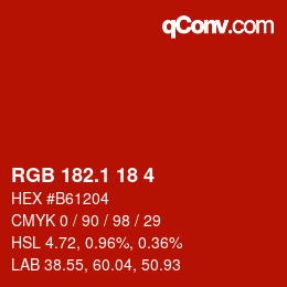 カラーコード: RGB 182.1 18 4 | qconv.com