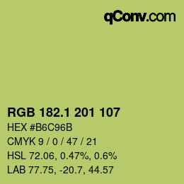 カラーコード: RGB 182.1 201 107 | qconv.com